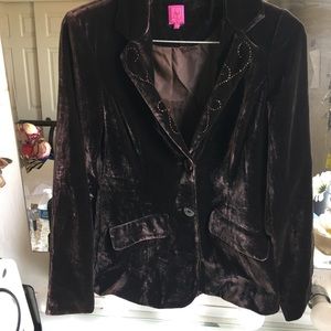 Fray brown velvet blazer size S